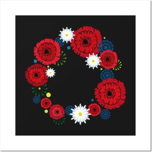 Summer flowers wreath Posters and Art